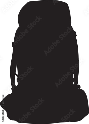 Black silhouette of a large hiking backpack rucksack