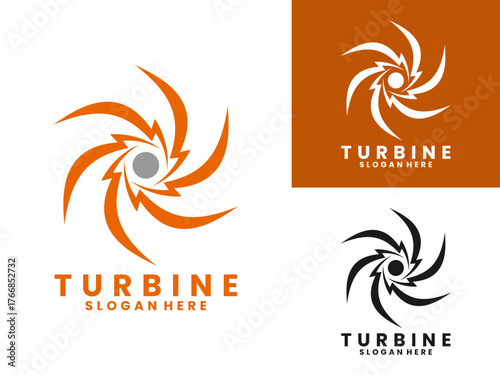 lightning turbine simple illustration logo design vector template. Turbine electric logo design