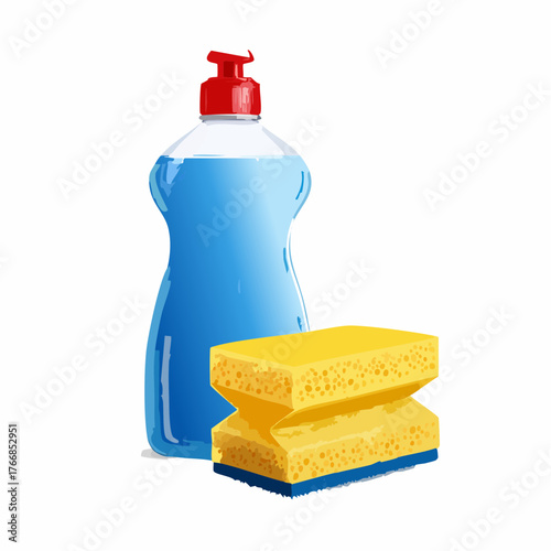 Spülschwamm und Spülmittel