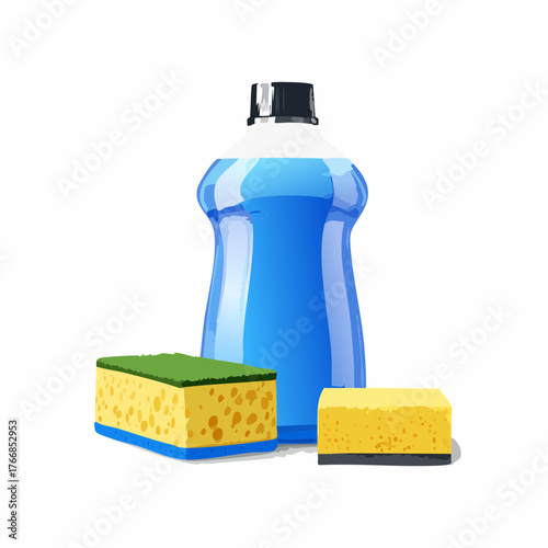 Spülschwamm und Spülmittel