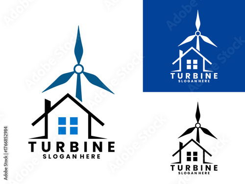 turbine with house logo design vector template