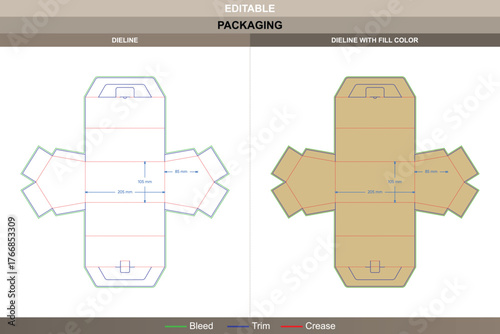 House shaped gable box dieline made with a clear vector outline supported by smooth printing details and a guided die line layout that forms a creative packaging style