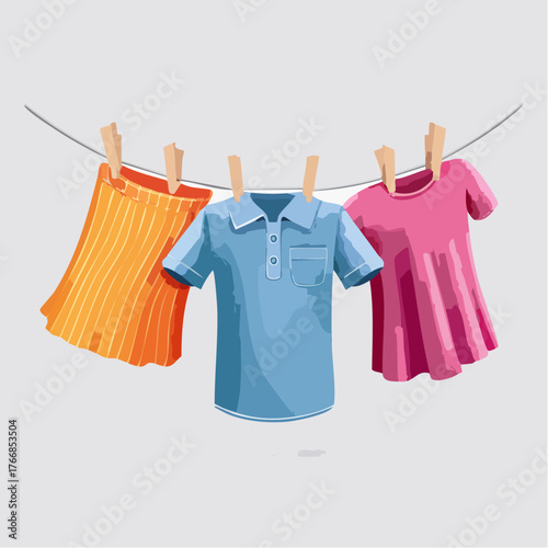 Wäscheleine mit Kleidung