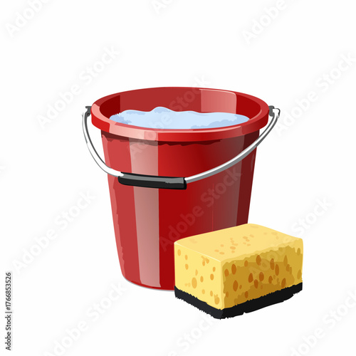 Putzeimer mit Schwamm