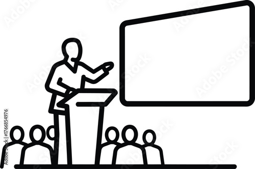 Presentation Meeting with Speaker and Audience illustration vector design isolated