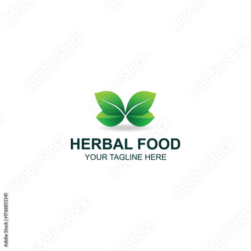 Butterfly Green Leaf Herbal Logo Design withCreative Illustration