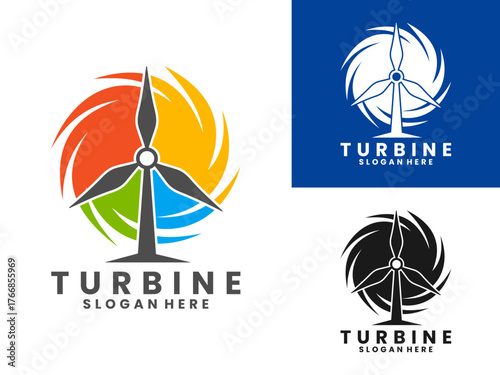 turbine tower illustration logo design vector template