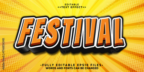 3d festival bold text effect.typhography logo