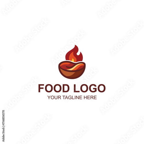 Modern Hot Food Bowl Logo Design with Creative Illustration