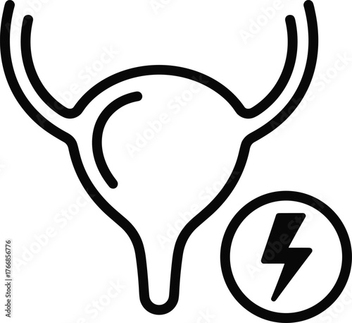 Urinary Bladder Icon with Lightning Bolt Symbol Power Energy Isolated Transparent Background