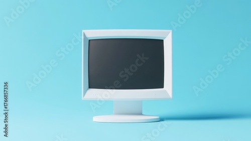 Flat-screen tv on blue background. AI image