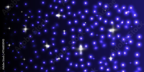 Deep Blue Cosmic Sparkle Background Abstract Celestial Lights Shimmer ai generated. Blue magic sparks and dust stars. Blue glow flare light effect. Vector particles on black background.