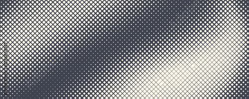 Vector Geometric Halftone Hexagon Shapes Technology Oscillation Wave Abstract Background. Hexagonal Retro Simple Pattern. Minimal 80s Style Dynamic Tech Wallpaper