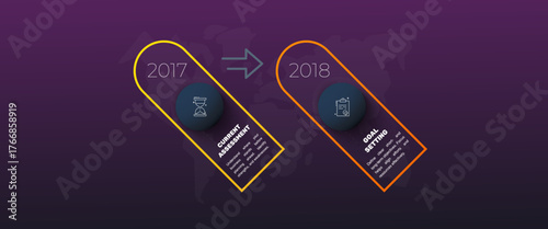 Line vector minimal infographic with circles. Modern timeline business concept with 2 steps by step for diagram, chart, flowchart, levels, graphic, app, web