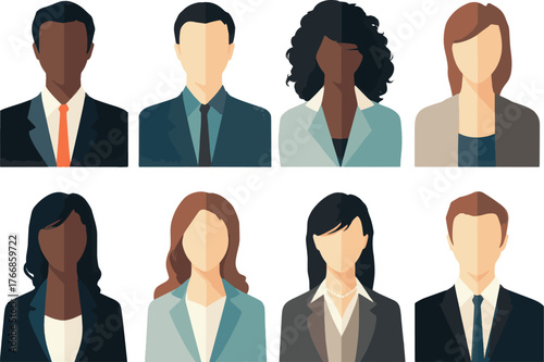 Vector art of diverse business people avatar, office employee set