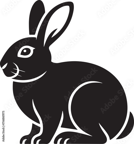 Rabbit Silhouette Bunny Hare Animal Cute Fluffy Ears Farm Pet Wildlife Rodent Cartoon