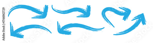 Set of blue hand drawn grunge arrow. Grunge arrow vector set. Grunge arrows collection. Grunge arrow Vector EPS 10. 