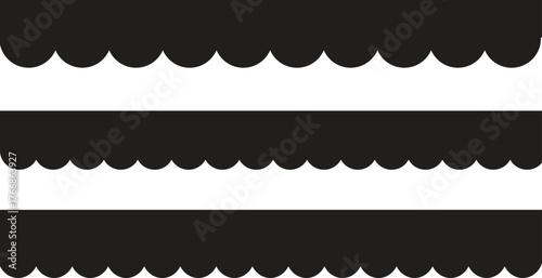Scalloped Edge Seamless Vector Border Set. Simple Wave and Curvy Line Patterns for Decorative Divider, Frame, and Paper Craft Design.