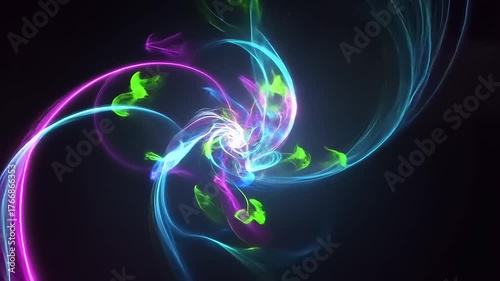 Abstract Swirling Neon Energy Vortex with Cosmic Glow.