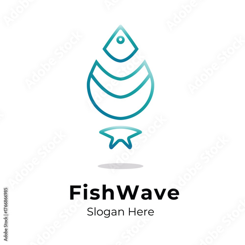Minimal Fish & Wave Logo | Modern Aquatic Symbol | Ocean & Marine Brand Identity
