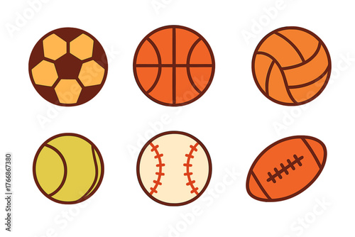 Collection of athletic equipment featuring various balls for team sports and games