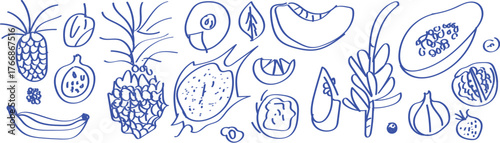 Hand drawn chalk style doodle sketch drawings of New Year and Christmas icons perfect for winter holiday party invitations and posters.