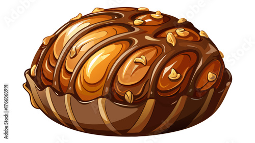 Very beautiful, chocolate hazelnut truffle close-up studio shot on white background, delicious sweet treat, single object, gourmet confection, elegant presentation, and tempting dessert photography.