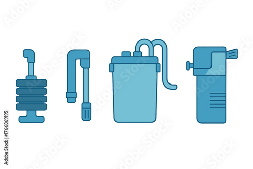 Set of essential water purification system components and filter cartridges