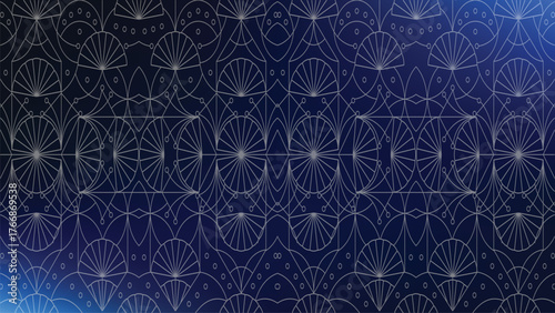 Dark Blue Geometric Art Deco Pattern with Subtle Light Streaks