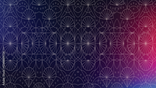 Dark Blue Geometric Pattern with Circles Arcs Overlay
