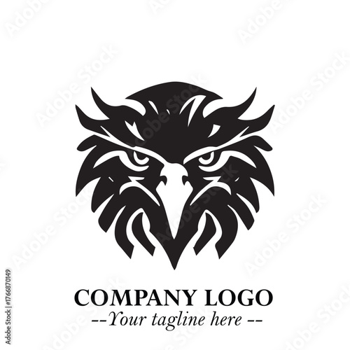 Majestic Head of Eagle Logo Symbol in Black on White Background with Bold Minimalist Design