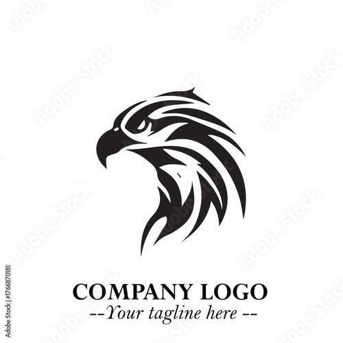 Majestic Head of Eagle Logo Symbol in Black on White Background with Bold Minimalist Design