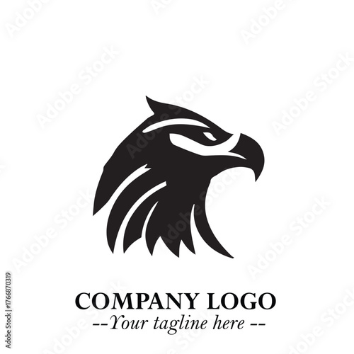Majestic Head of Eagle Logo Symbol in Black on White Background with Bold Minimalist Design