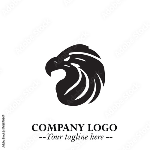 Majestic Head of Eagle Logo Symbol in Black on White Background with Bold Minimalist Design