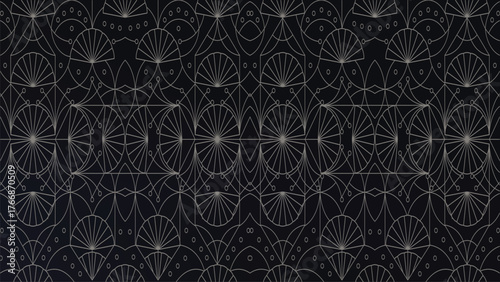 Dark Gray with Intricate Geometric Art Deco Pattern