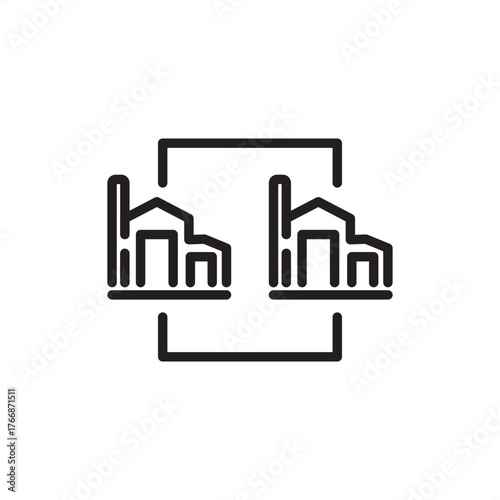Industrial symbiosis icon symbolizing closed-loop resource sharing, representing modern eco-industrial networks, specialized cross-industry collaboration, and efficient waste-to-energy systems.