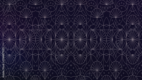 Dark Blue Gradient with Repeating Geometric Art Deco Pattern