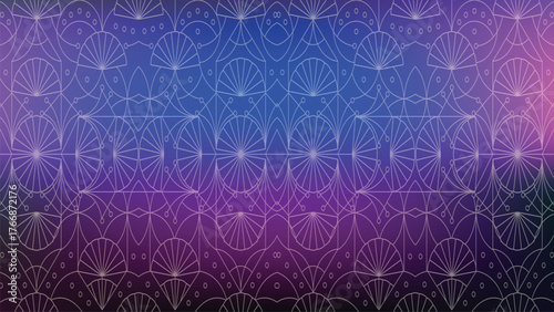 Geometric Art Deco Pattern Gradient Blue Purple