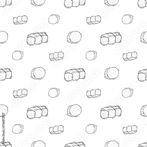 Hand Drawn Bread seamless pattern. Doodle Bakery pattern background
