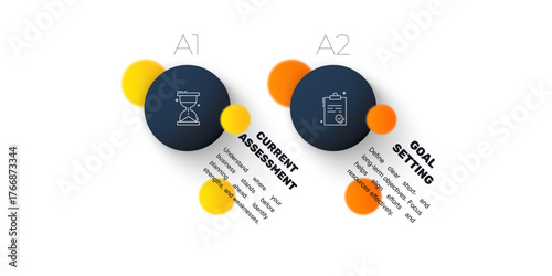 Circle vector infographic template with 2 steps and options for annual reports, presentations, advertising, chart. Modern business illustration.