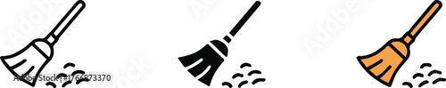 broom sweeping motion icons vector silhouette and colored illustrations for ui logo and housekeeping packs