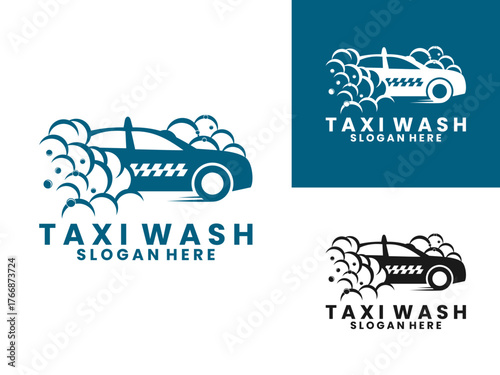 taxi car wash clean logo design vector template