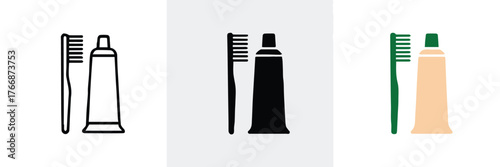 minimal toothbrush toothpaste icon set ai eps svg png for dental hygiene branding and web use