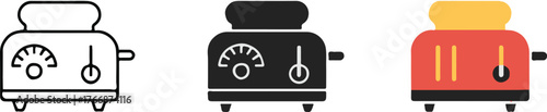 stylized toaster vector set showing low medium high browning levels with dials two slices of toast minimal flat icons ai eps jpeg png