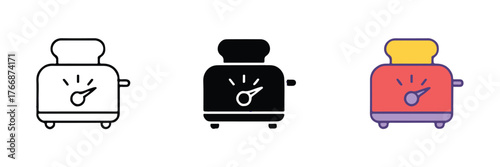 kitchen appliance vector pack toaster icons with browning dial control three stage toast color variations scalable ai eps jpeg png