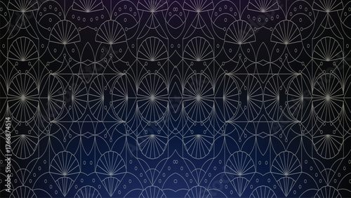 Geometric Art Deco Pattern with Fanned Elements Circles Gradient