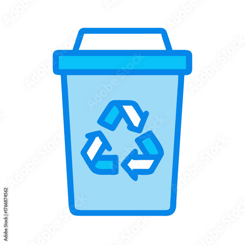 Blue outline recycle bin icon, promoting environmentally conscious waste disposal practices