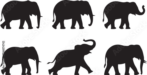minimal elephant silhouette pack vector icons for branding and learning