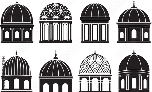black and white dome silhouettes set cupolas and rotundas vector ai eps jpeg png