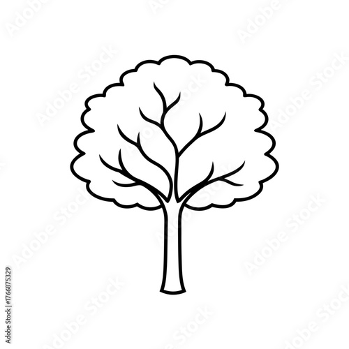 Simple outline drawing of a tree on transparent background